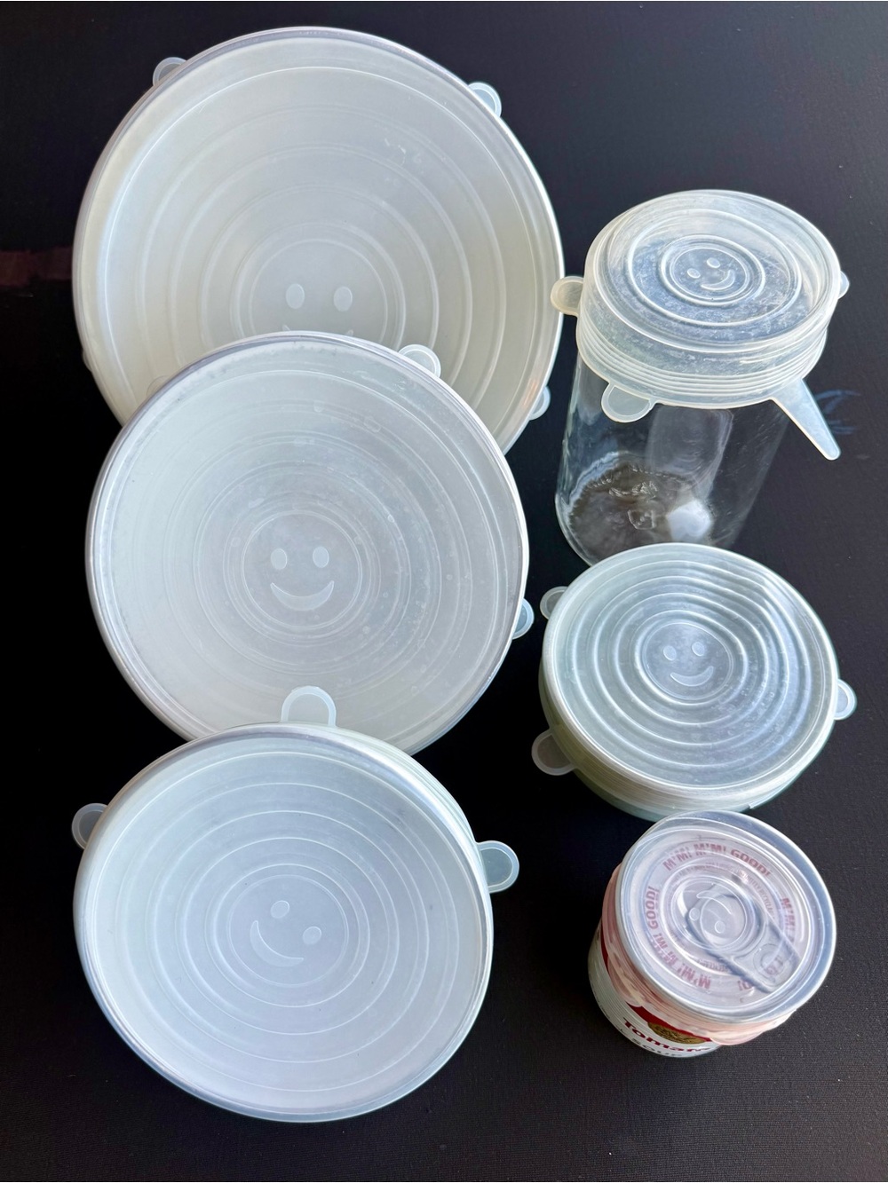 Silicone Stretch Lids * 10pc Mixed Sizes * Reusable Food Saver * Clear & Blue